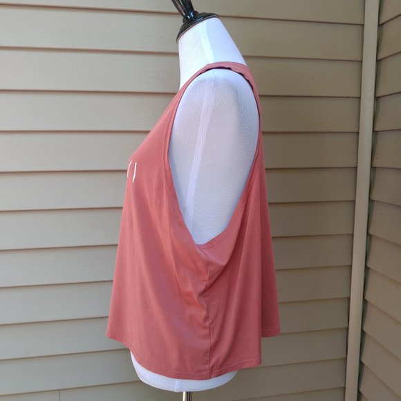 SAVVI Red Fitness Relaxed Fit Tank Top Logo Print Racerback Yoga Gym Crop - Picture 4 of 10